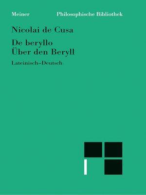 cover image of De beryllo. Über den Beryll